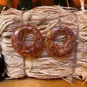 Beautiful Brown with gold flakes dangle earrings!